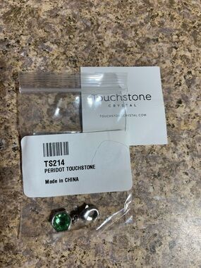 Touchstone Crystal Peridot Charm Pendant - Bright Green Gem with Lobster Clasp